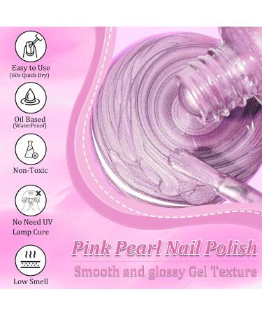 Pearl Nail Polish - Shimmer Pink Nail Varnish Quick Dry - Pearlescent Mermaid Nail Polish - No Bake Breathable Glitter Nail Polish - No Chip Long Last Nail Polish for DIY Nail Art - Buy Online on GoSupps.com