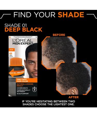 L'Oreal Paris Men Expert One Twist Hair Colour Black - Mens Hair Dye for Grey Coverage - Natural Looking Results - 75ml - Buy Online on GoSupps.com