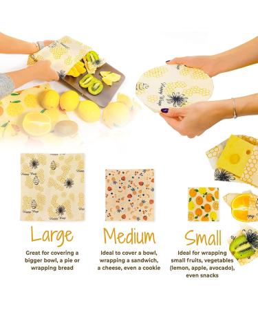 Reusable Beeswax Food Wraps Set - 9 Pcs Assorted Sizes - Sustainable and Washable Wax Wrapping for Bread, Sandwiches, and Storage - Buy Online on GoSupps.com