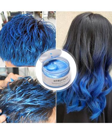 Blue Hair Color Wax Temporary Modeling Natural Color Hair Dye Wax Unisex One-time Hairstyle Cream Styling Wax for Party Cosplay Halloween Masquerade - Buy Online on GoSupps.com