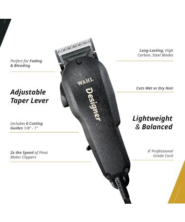 Wahl Professional Designer Clipper - Hair Cutting Tool for Wet & Dry Use Taper Lever for Fading & Blending Includes Accessories - Model 8355-400 - Buy Online on GoSupps.com