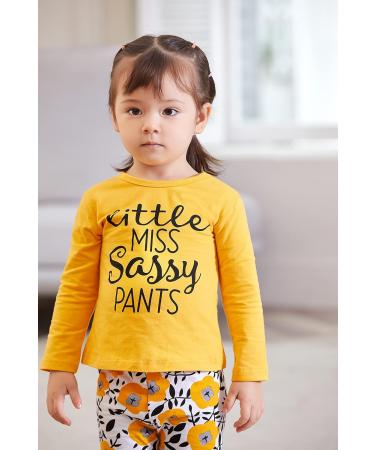 Puseky Toddler Baby Girls Cute Letter Print Shirt Floral Pant Outfit Set, 12-18 Months Yellow - Buy Online on GoSupps.com