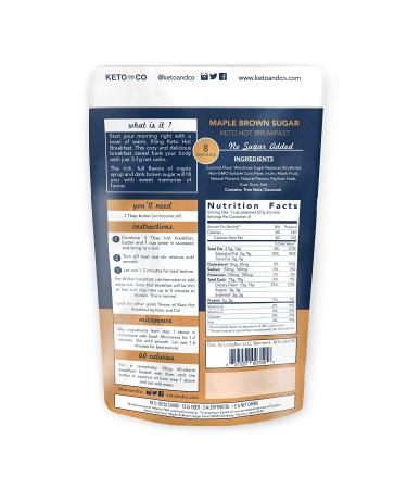 Keto Hot Breakfast by Keto and Co | Maple Brown Sugar Flavor | Just 3.1 Net Carbs Per Serving | Gluten free  Low Carb  No Added Sugar  Naturally Sweetened | (8 Servings - Maple Brown Sugar) - Buy Online on GoSupps.com