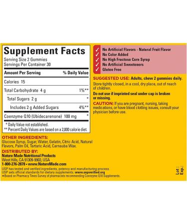 Nature Made CoQ10 100mg Gummies 60 Count - Heart Health & Energy Support - Buy Online on GoSupps.com