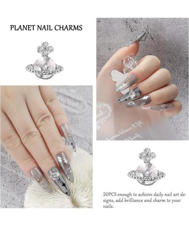 20Pcs Saturn Planet Nail Charms - 3D Rhinestones for Nail Art & Jewelry - Buy Online on GoSupps.com