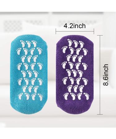 Moisturizing Gel Heel Spa Socks for Soft, Smooth Feet - Infused with Essential Oils - (Blue & Purple) - Women & Men - Buy Online on GoSupps.com