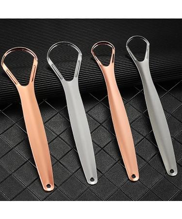 Gold Rock Stainless Steel Tongue Cleaner Set - 4 Pieces | Tongue Scraper for Adults & Kids Oral Hygiene Gift | Durable & Effective Tongue Brush - Buy Online on GoSupps.com