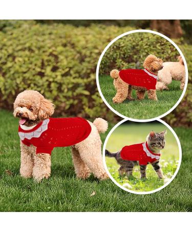 Small Dog Jumper Warm Puppy Knitted Pullover Sweaters Winter Dog Cat Jumper Knitwear Sweater Apparel Small Pet Coat Costume Dog Clothes Comfortable Knitted Sweater for Small Dog Cat (Size 14 Red) Size 14 Red - Buy Online on GoSupps.com