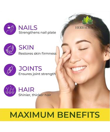 HERBALICIOUS Biotin Collagen Keratin Capsules with Saw Palmetto Hair Skin Nails Support Formula with Vitamin C 10 000 mcg Biotin Made in USA 120 Capsules - Buy Online on GoSupps.com