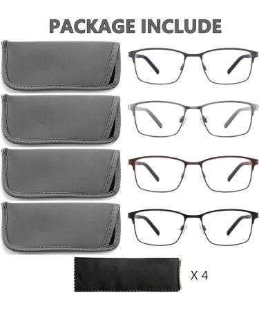 Buy 4 Pack Reading Glasses for Men - Blue Light Blocking UV Protection Anti-Glare Metal Frame 2.0x Magnification - Buy Online on GoSupps.com
