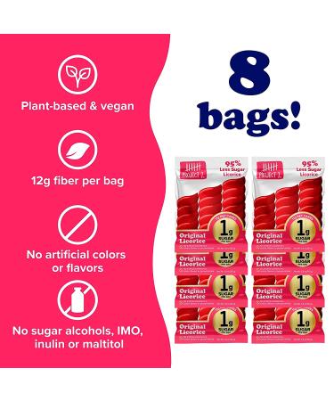 Project 7 Low Sugar Red Licorice Candy  Keto Friendly & Vegan Candy with 1g Sugar & 11g Net Carbs  Low Calorie Snacks for Kids and Adults  Vegan Gummy Candy with no Sugar Alcohols  (8 Pack) - Buy Online on GoSupps.com