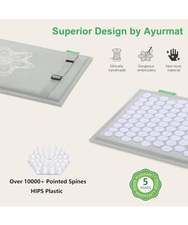 Ayurmat Premium Acupressure Mat & Pillow Set - Eco-Friendly Linen & Coconut Fiber Ergonomic Design for Stress Relief Includes Carrying Bag - Full Body Professional (Gray) - Buy Online on GoSupps.com