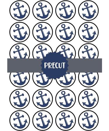 PRECUT Anchor Edible Cupcake Toppers - Navy Sailor Fisherman Theme Premium Thickness SWEETENED VANILLA - wafer card disc cake decorations (Pack of 12) - Buy Online on GoSupps.com