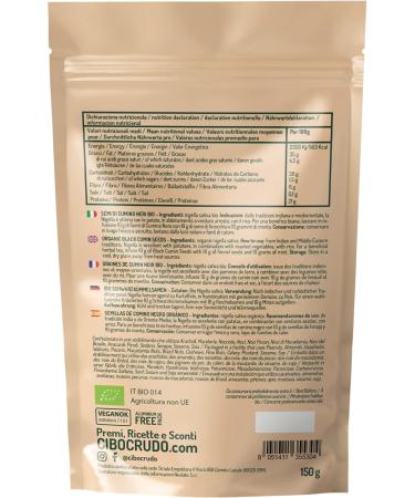 Organic Nigella Seeds - 150g. Black Cumin Seeds or Nigella Sativa Grain Cumin Seeds. Sun Dried. - Buy Online on GoSupps.com