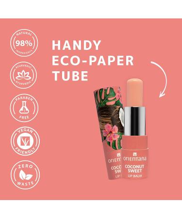 Orientana Coconut Sweet Lip Balm | Vegan Bio 98% | Moisturizing Lip Care with Shea Butter & Vitamin E | Natural Cosmetics for Dry Lips - 4.2g - Buy Online on GoSupps.com
