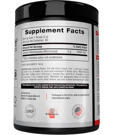 Vitanas 100% Creatine Monohydrate Powder Micronized Unflavored 5g per Serving 60 Servings 10.58 oz - Buy Online on GoSupps.com