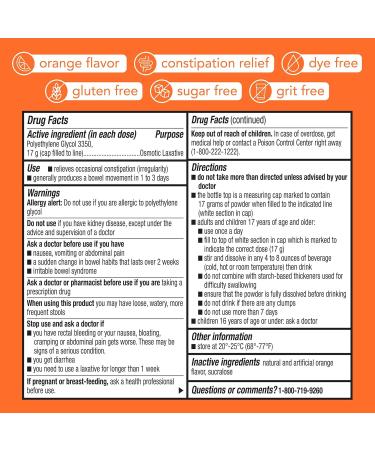 GoodSense Polyethylene Glycol 3350 Powder for Solution Orange Flavor Osmotic Laxative Softens Stool Relieves Occasional Constipation - Buy Online on GoSupps.com