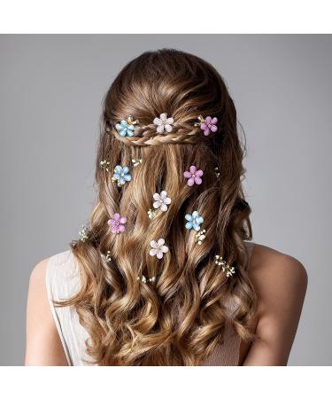 15 PCS Mini Pearl Claw Clips with Daisy Flower for Women and Girls - Pink Purple Blue Color - Cute Hair Accessories (0.83x0.83x0.79 Inch) - Buy Online on GoSupps.com