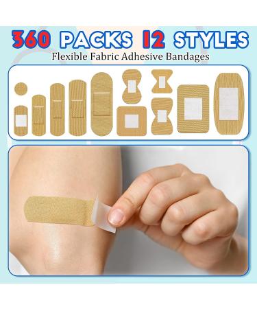 Flexible Fabric Adhesive Bandages - Assorted Styles for First Aid and Wound Care (360 Count) - Buy Online on GoSupps.com