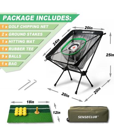 SENSECLUB Indoor Golf Chipping Net with Mat, Target, Tee & Balls - Backyard Golf Accessories for Swing Practice | Golf Gifts - Buy Online on GoSupps.com