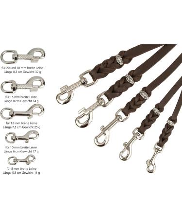Copcopet Premium Cowhide Dog Leash - 7.50m x 10mm Black Soft Drag Line with Chrome Carabiner Braided Leather Line Accessories Made in Germany - Buy Online on GoSupps.com