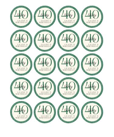 edible 20 x ANY AGE Birthday green cupcake toppers PERSONALISED uncut - 16th/18th/21st/30th/40th/50th/60th 70th/80th (wafer card)