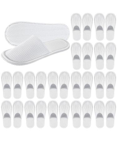 Satinior 20 pairs of terry slipper for wedding guests white hotels lip closed slippers with waffle pattern unisex guest slippers for wedding party spa slippers hotel slippers for women men