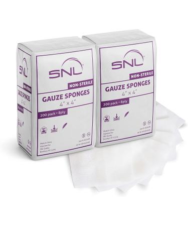 SNL Quality Non-Sterile Latex Free Gauze Sponge Pads - 8 Ply 4x4 Inches - Box of 400 - Ideal for Wound Care & First Aid Supplies - Buy Online on GoSupps.com