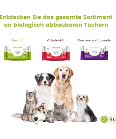 Biodegradable Neem Oil Towels for Pets - 50 Disposable Organic Cloths | Flea & Tick Protection for Dogs Cats & Parrots - Buy Online on GoSupps.com