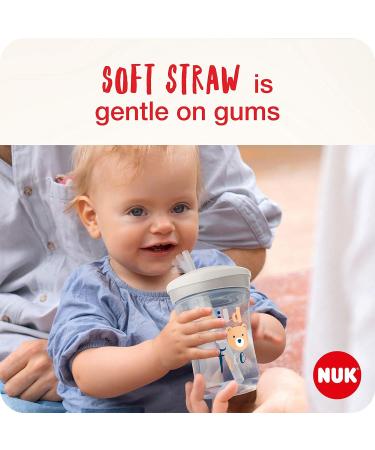 NUK Action Cup Toddler Cup | Twist Close Soft Drinking Straw | Leak-Proof | BPA-Free | 230ml | Hearts (Neutral) | 2 Piece Set - Buy Online on GoSupps.com