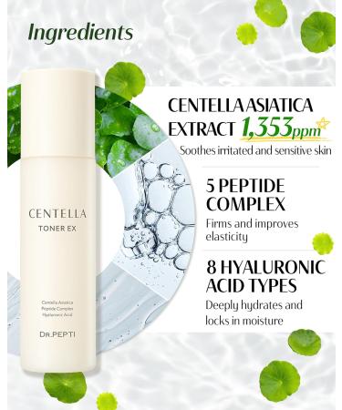 DR.PEPTI Centella Toner EX - Korean Face Toner with Hyaluronic Acid Peptides Niacinamide - Soothing Moisturizing for Dry Sensitive Skin - Milky Serum Formula 6.09 fl.oz. - Buy Online on GoSupps.com