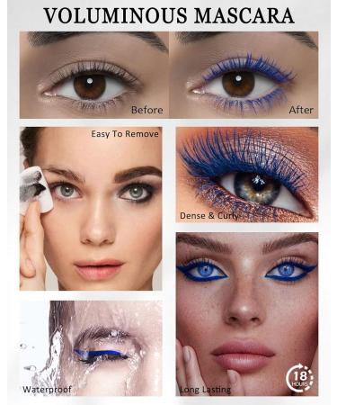 Black Voluminous Mascara & Waterproof Eyeliner Pen Set- Smudge-Proof Long-Lasting Colored Mascara Liquid Matte Eyeliner 5D Lengthening Curling Thick Lashes Color Mascara Tubing Women Vegan Eye Makeup - Buy Online on GoSupps.com