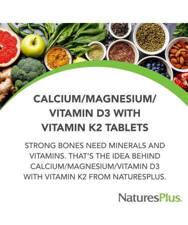 NaturesPlus Cal/Mag/VIT D3 with Vitamin K2 - Bone Health Supplement - 90 Tablets - Buy Online on GoSupps.com
