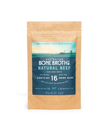Australian Beef Bone Broth Concentrated Powder -Natural Beef - Gluten Free, No Spices or Herbs. Instant healthy broth beverage Made in Australia 100grams