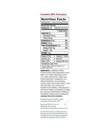 Starbucks Refreshers Coconut Water Strawberry Lemonade 12 fl Oz Cans (12 Pack) - Buy Online on GoSupps.com