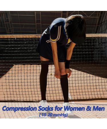 Compression Stockings for Women & Men - 15-20mmHg Thigh High Socks for Varicose Veins Running & Sports - Closed Toe with Silicone Dot Band - X-Large Black - Buy Online on GoSupps.com