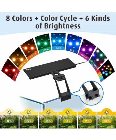 Hygger 14W Clip On Full Spectrum LED Aquarium Light | Dual Timer Sunrise-Day-Sunset-Moon | 9 Colors for Planted Tank | Adjustable Brightness | 11-19 inch Tank - Buy Online on GoSupps.com