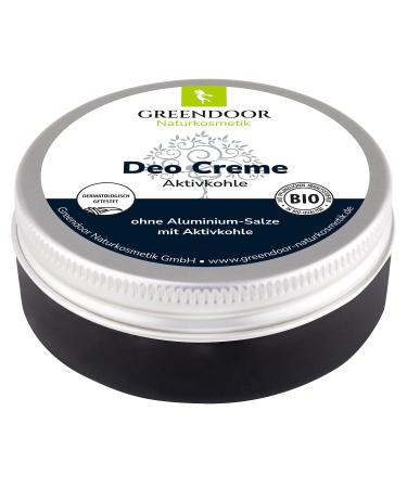 GREENDOOR Black Power Deodorant Cream with Activated Charcoal 50 ml Natural Deodorant without Aluminum Salts Alcohol Tested on Animals Vegan Aloe Vera Natural Cosmetics Babassu Organic Babassu Cream