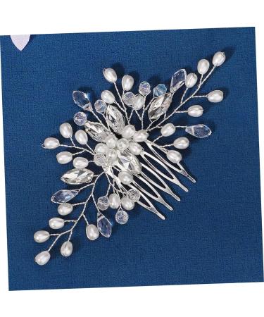 Angoily Bridal Pearl Comb Bride Headpiece Pearl Tiara Barrettes for Girls Bride Hair Comb Bride Hair Clip Headdresses Hair Clips Rhinestone Women's European and American Hair Accessories - Buy Online on GoSupps.com