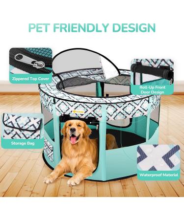 Portable Pet Playpen for Indoor Outdoor Travel | Foldable Exercise Kennel Tent for Dogs, Cats, Rabbits | Large Size with Free Carrying Case | Green - Buy Online on GoSupps.com