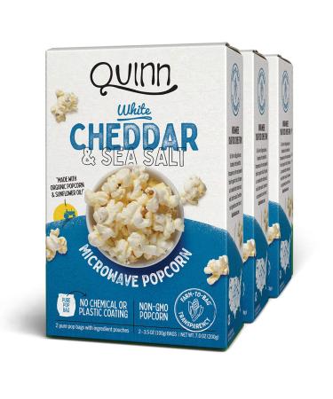 Quinn Snacks Microwave Popcorn - Made with Organic Non-GMO Corn - White Cheddar, 7 Ounce (Pack of 3) White Cheddar 7 Ounce (Pack of 3)