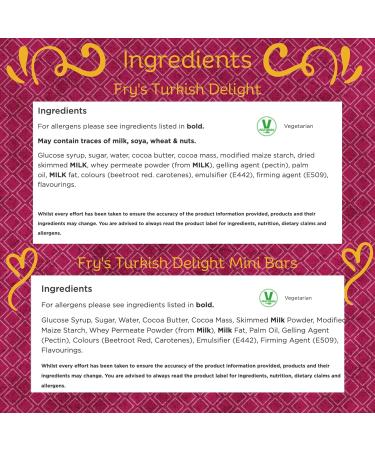 Frys Turkish Delight Gift Box - x5 Frys Turkish Delights 51g Bars Bundled With Frys Mini Turkish Delight Bars 105g - Turkish Delight Chocolate Gift - Letterbox Gift Friendly - Buy Online on GoSupps.com
