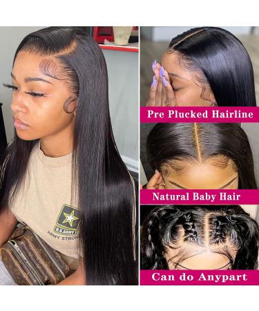 32 inch Brazilian Virgin Straight Lace Front Wig - 180% Density HD Lace Front Wig for Black Women - Buy Online on GoSupps.com