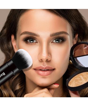 Makeup Brush Kabuki Face Brushes Retractable Travel Blush Brush Portable Flawless for Foundation Powder Blush Bronzer Buffing Liquid Cream Cruelty Free with Cover(Round-Head) - Buy Online on GoSupps.com