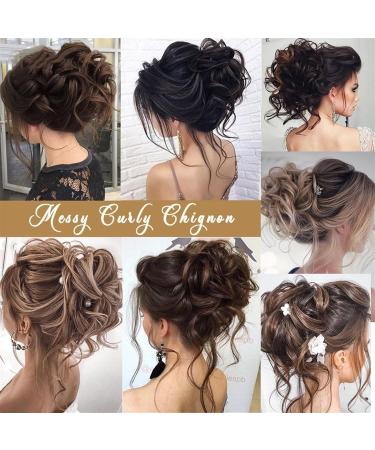 Messy Bun Hair Piece for Women Messy Bun Hair Piece Tousled Updo with Tendrils Hair Bun Extensions Elastic Wavy Curly Hair Ponytail Hairpieces Hair Scrunchies for Women Fake Hair Accessories for Wo Am41-103 - Buy Online on GoSupps.com