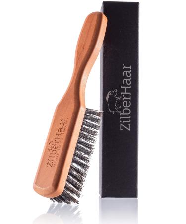 Beard Brush by ZilberHaar - Stiff Boar Bristles - Beard Grooming Brush for Men - Straightens and Promotes beard growth - Works with Beard Oil and Balm to Soften Beard  For beard kits - 6 inches long