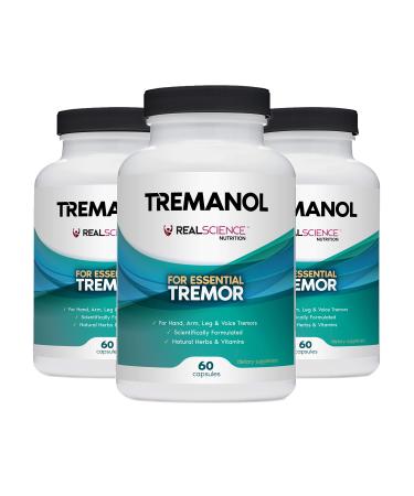 Tremanol Natural Aid for Essential Tremor - Provides Tremor Relief for Shaky Hands Arm Leg and Voice (Pack of 3 of 60 Capsules Each)