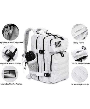 LHI Military Tactical Backpack 45L for Men and Women - Army Assault Pack Bag with Molle System, White - Buy Online on GoSupps.com