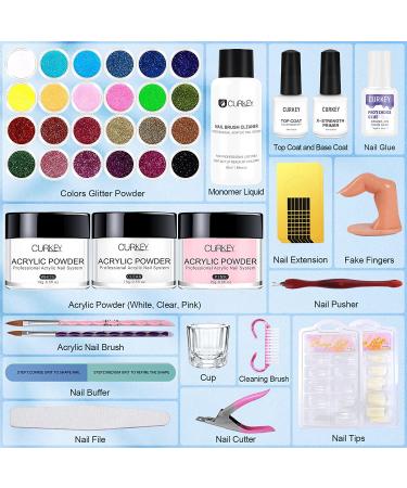 Curkey Acrylic Nail Kit - 24 Glitter Colors Powder Liquid Monomer Set for Professional Nails - Beginner's Acrylic Art Starter Kit - Buy Online on GoSupps.com