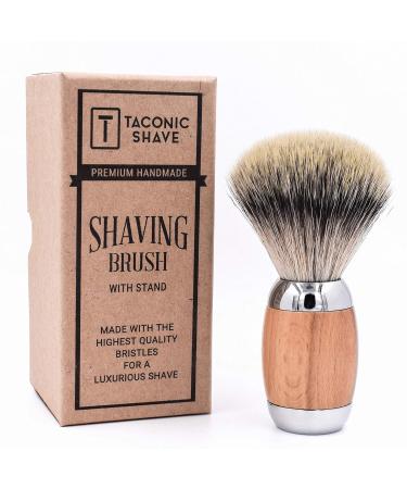 Taconic Shave Premium Synthetic Silvertip Luxury Shaving Brush with Deluxe Beechwood and Chrome Handle Shaving Stand Included - Buy Online on GoSupps.com